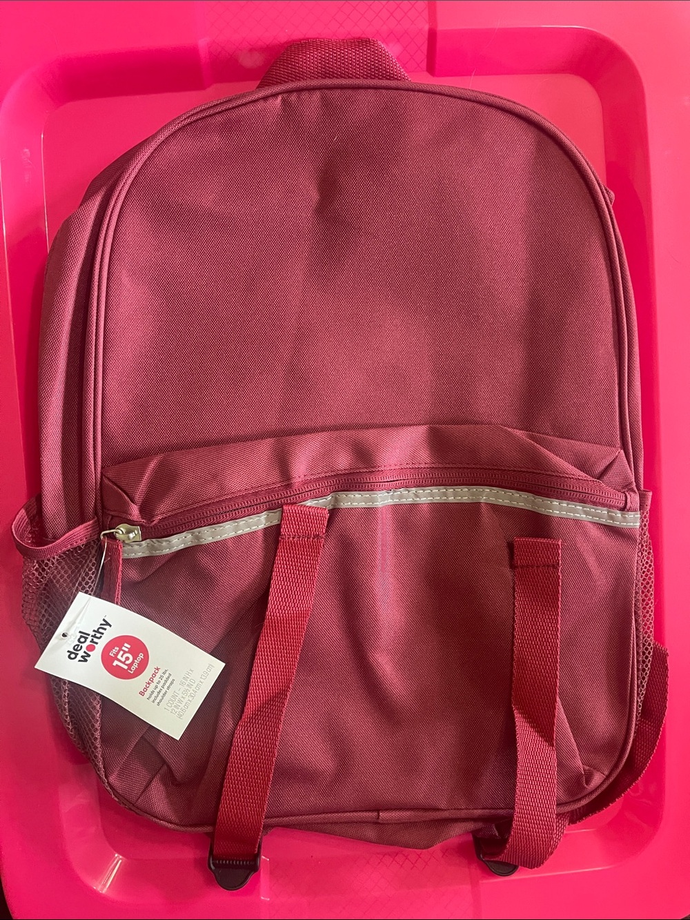 Maroon Backpack with Front Pocket